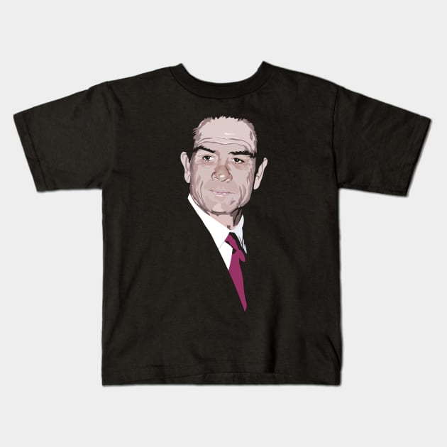 Tommy Lee Jones Portrait Kids T-Shirt by Soriagk